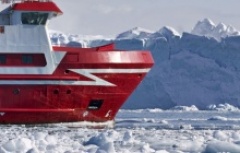 Cruising through icebergs in Greenland